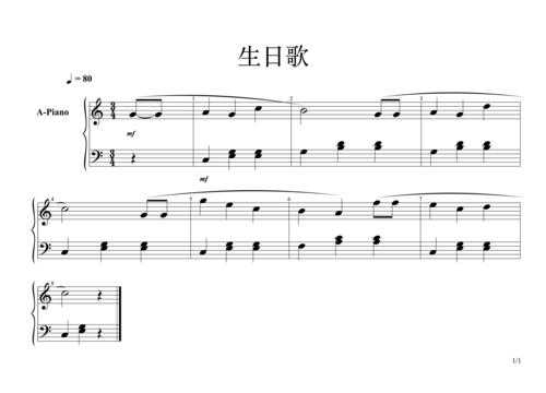  生日快乐歌五线谱钢琴「生日快乐歌五线谱钢琴 曲谱完整版」-图1